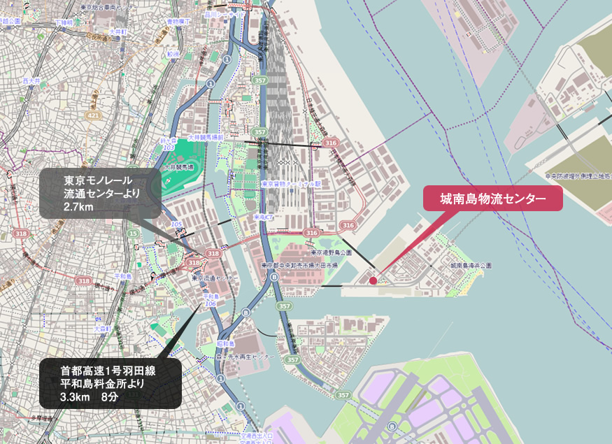 城南島支店：自動車と交通機関