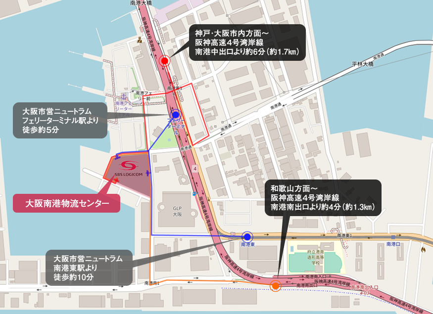 大阪BAY支店：自動車と交通機関