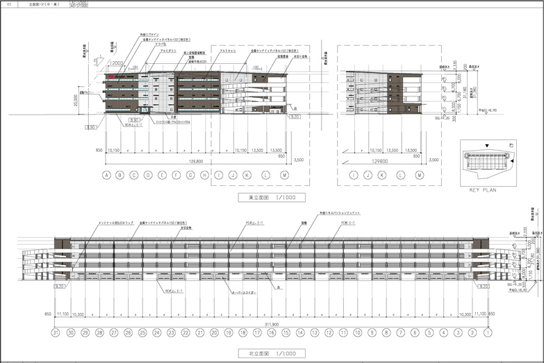 千葉県野田市の倉庫：野田瀬戸物流センター　立面図２