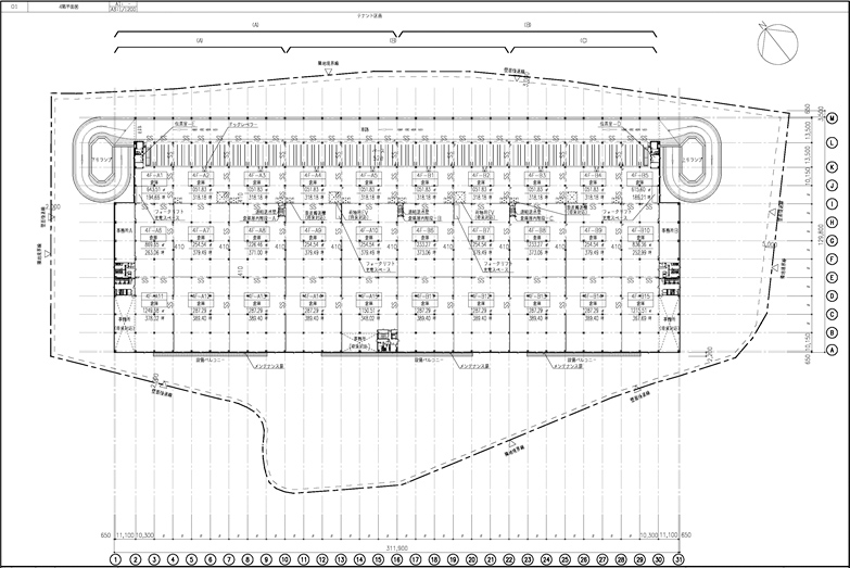 千葉県野田市の倉庫：野田瀬戸物流センター　４階平面図